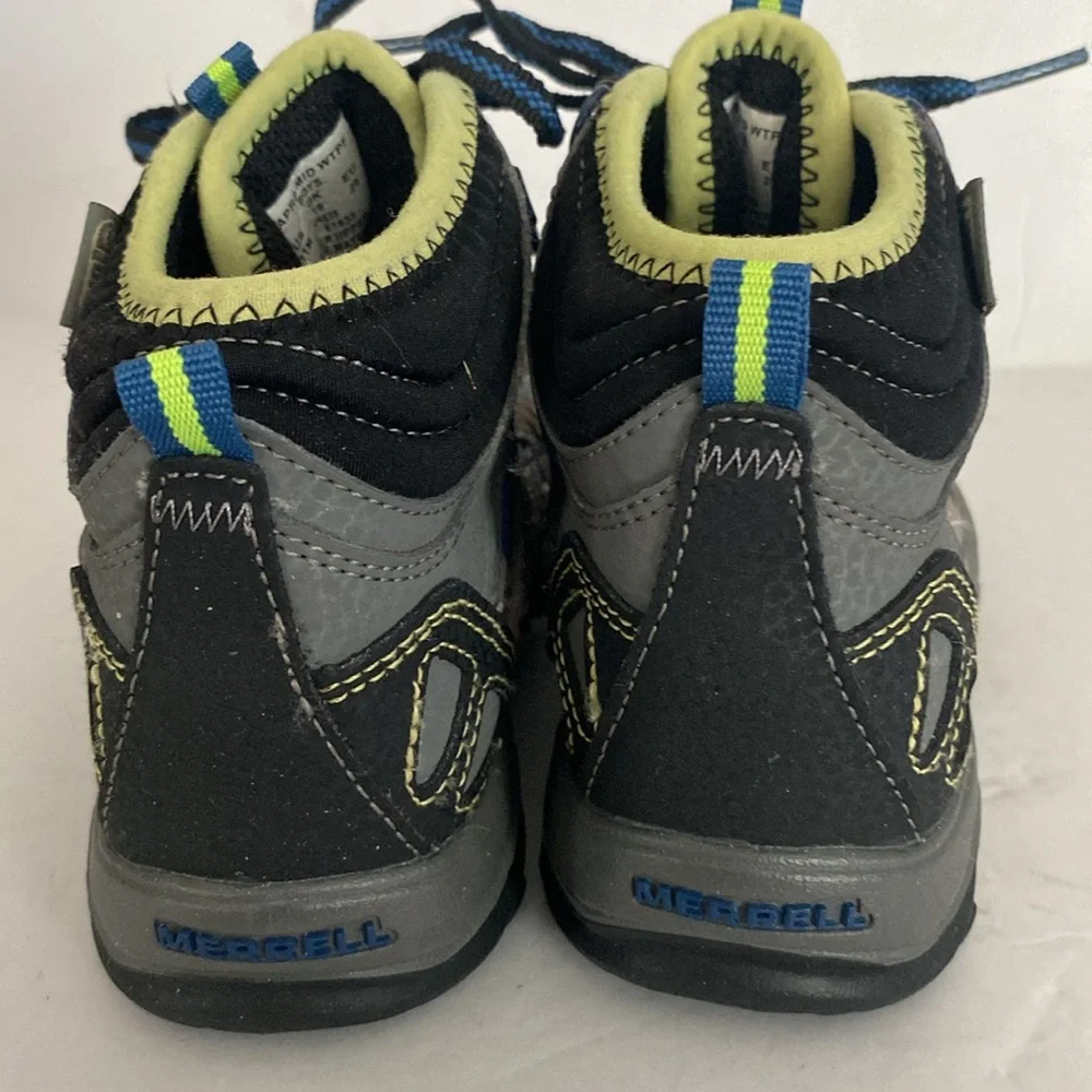 Merrell Kids Outdoor Adventure Apra Mid WTPF Boots- Green and Gray
